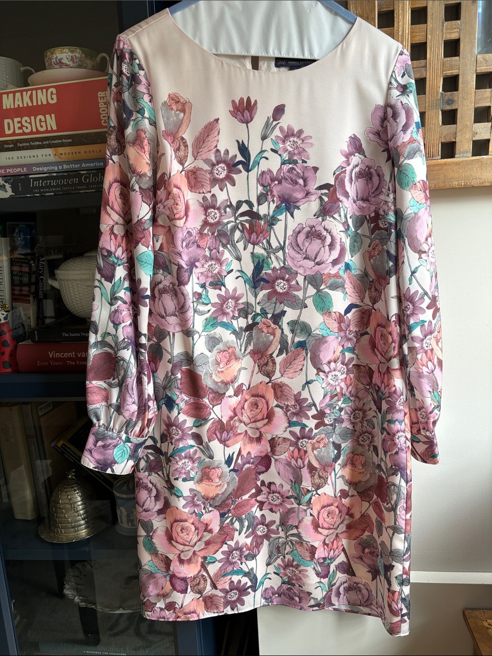 Brooks Brothers Floral Long-Sleeve Shift Dress in Blush and Rose